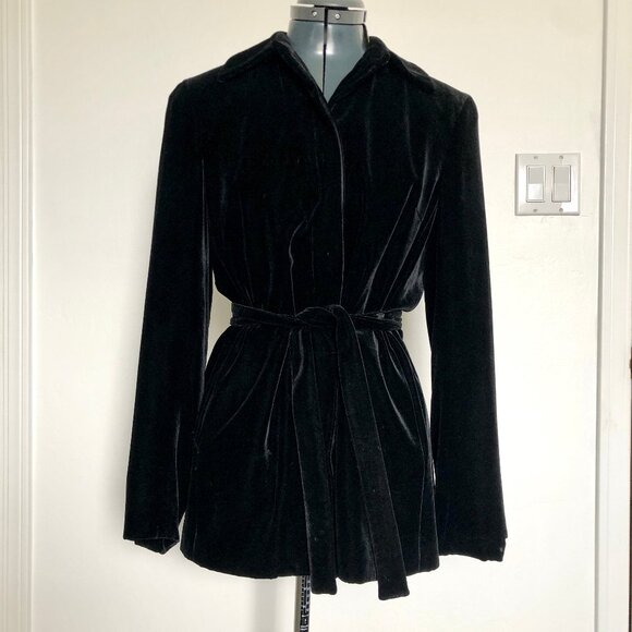 Jones New York Jackets & Blazers - Black Velvet Belted Jacket, Jones New York, Size 6